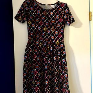 LuLaRoe Amelia, size medium, black with colorful pattern